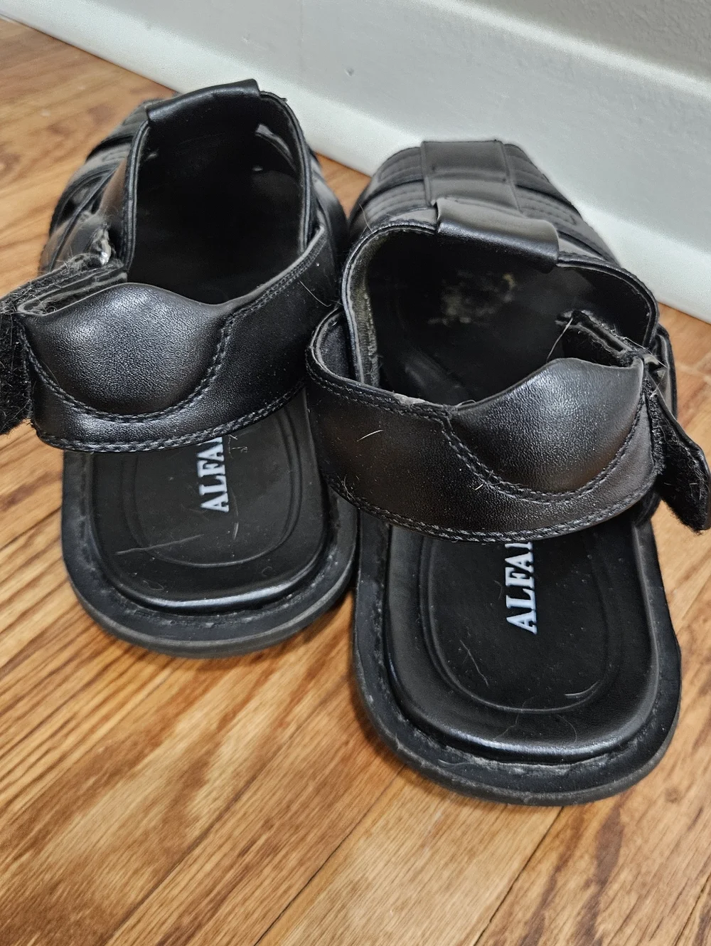 Alfani Mens Sandals Boca 7 7M Vegan Leather Black Ankle Strap Casual Beach